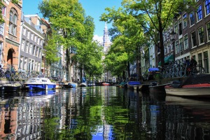 glassy canals in amsterdam